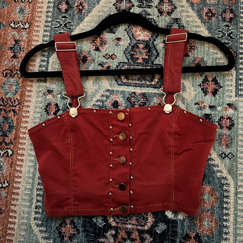 fun crop top with fake front buttons